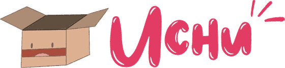 Uchu logo: the open cardboard box mascot next to the word Uchu