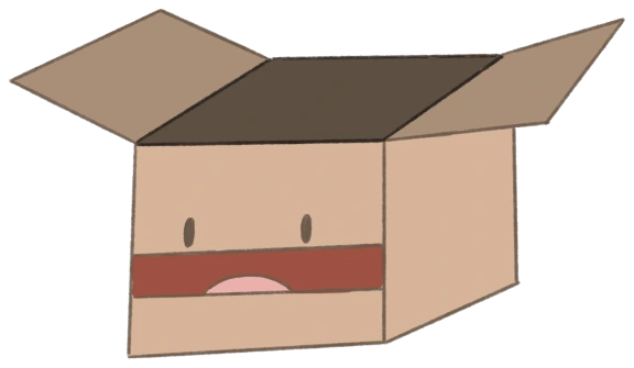 Uchu, the open cardboard box mascot